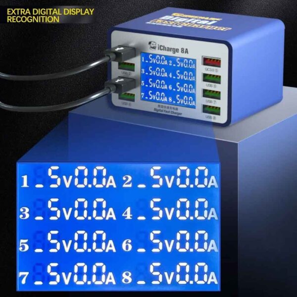 Mechanic iCharge 8A 8-Port USB Smart Digital Display Fast Charger